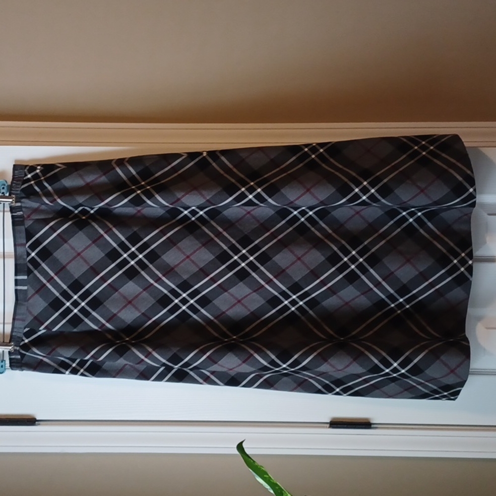 Black Grey Plaid Skirt